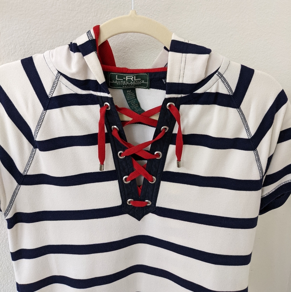 Lauren Active Ralph Lauren striped blue red hooded dress